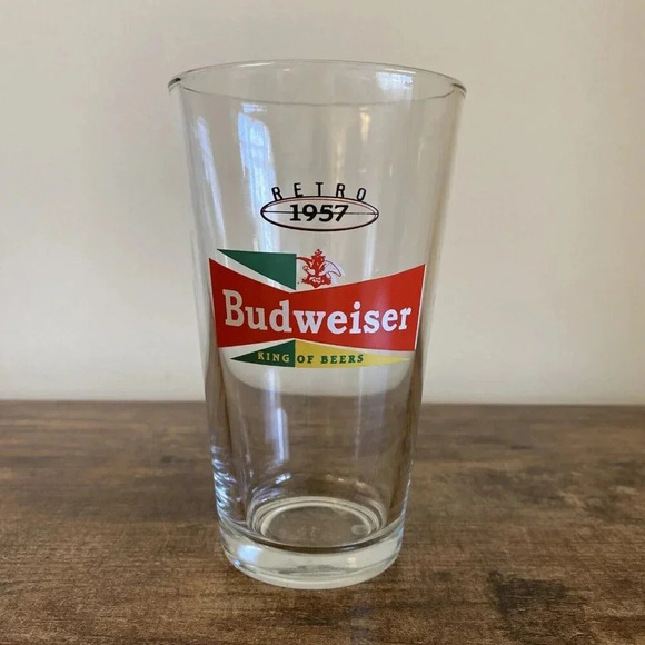 Budweiser 1957 Retro Logo Pint Beer Drinking Glass King of Beers - Picture 1 of 5